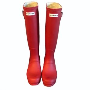 Hunter Original Tall Waterproof Rain Boot Red 6